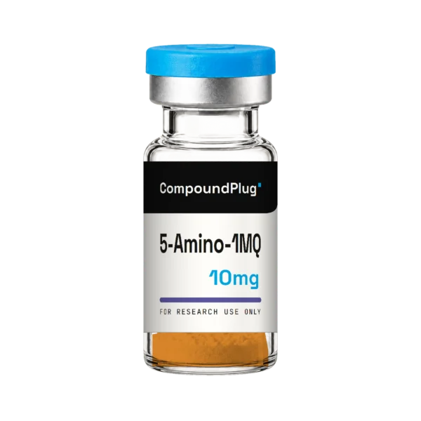 CompoundPlug 5-Amino-1MQ 10mg research compound vial, orange lyophilized powder, for research use only