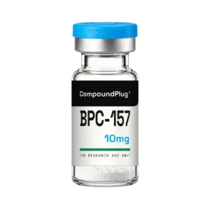 CompoundPlug BPC-157 10mg research peptide vial, lyophilized powder, for research use only