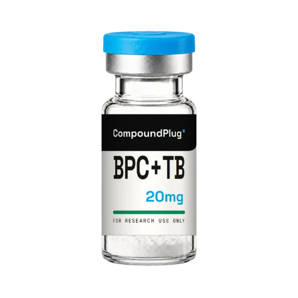 CompoundPlug BPC-157 and TB-500 blend 20mg research peptide vial, lyophilized powder, for research use only