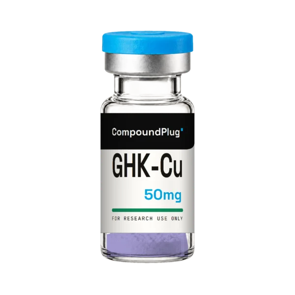 CompoundPlug GHK-Cu 50mg research peptide vial, lyophilized powder, for research use only