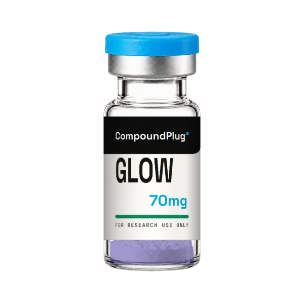 CompoundPlug GLOW 70mg research peptide blend vial, lyophilized powder, for research use only