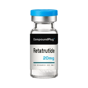 CompoundPlug Retatrutide 20mg research peptide vial, lyophilized powder, for research use only