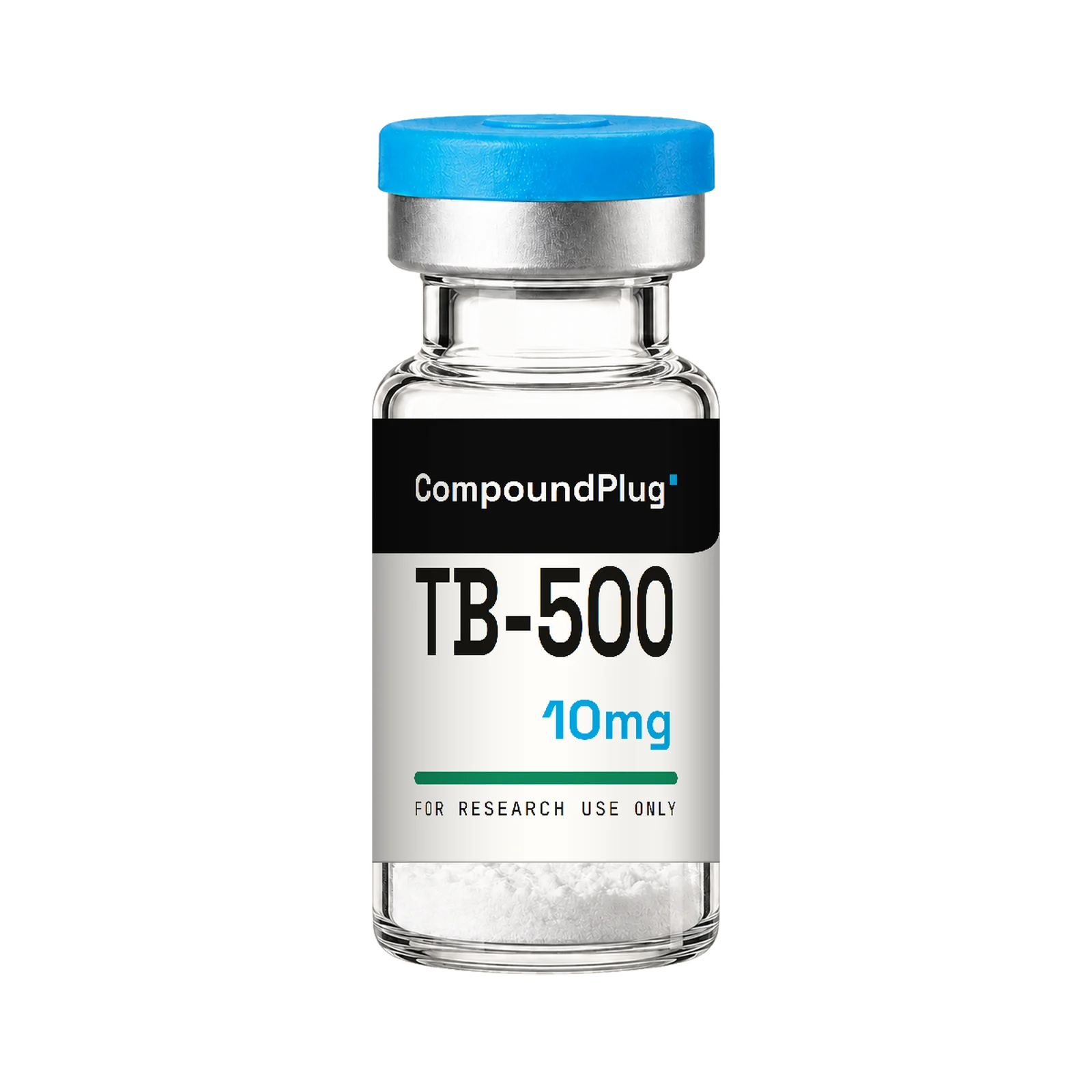 CompoundPlug TB-500 10mg research peptide vial, lyophilized powder, for research use only